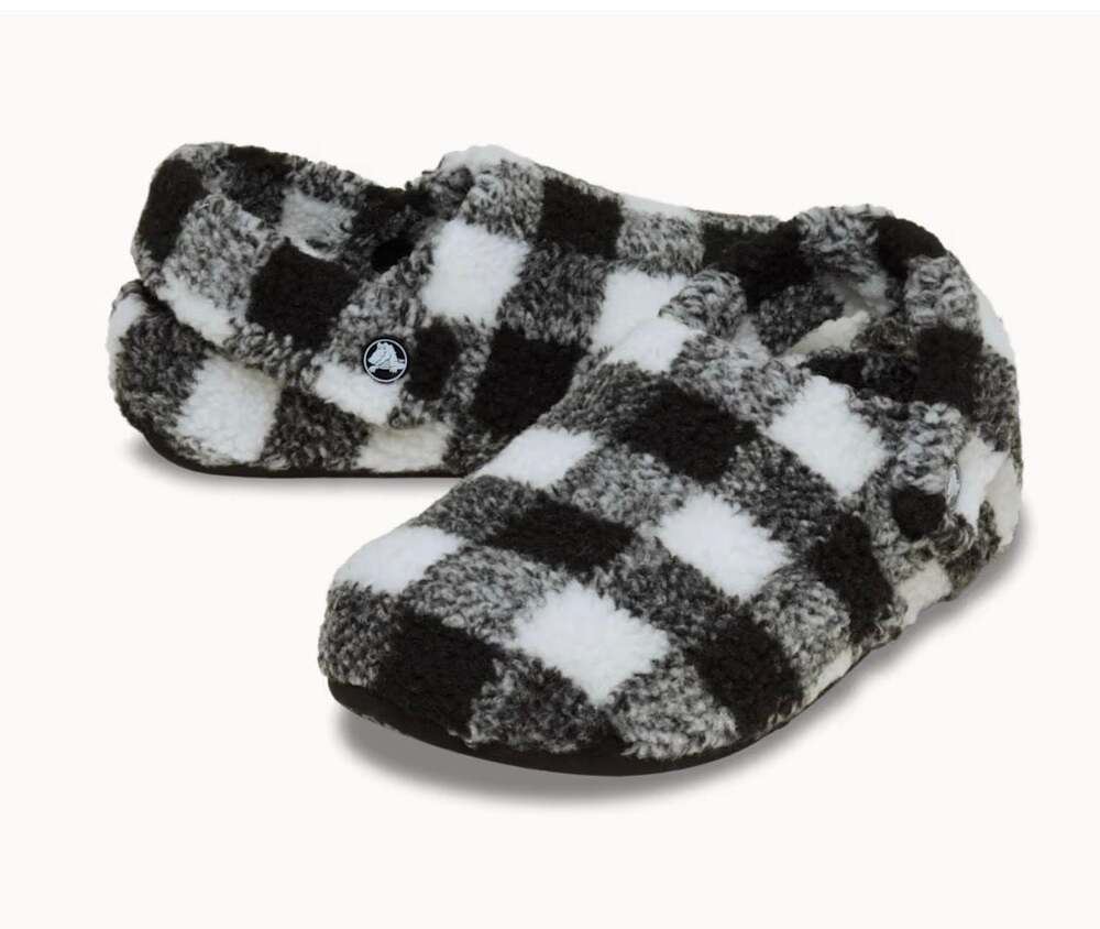 Crocs Classic Buffalo Check Cozzzy Slipper Black White - Picture 6 of 8